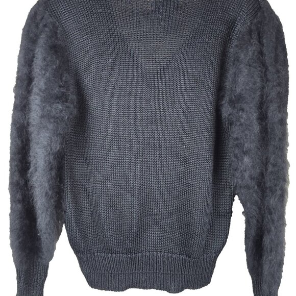 Vtg 80s/90s Nordstrom Angora Blend Sweater Black Beaded Leaf Glam Dynasty Small - Picture 4 of 8